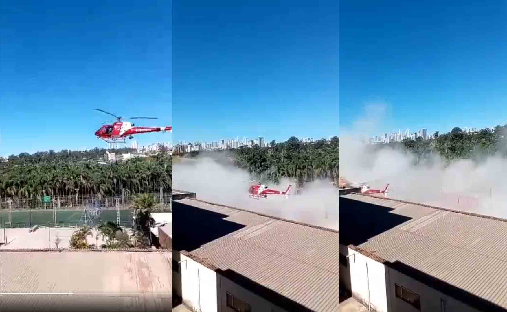 Helicóptero dos bombeiros cai em cima de carro ao ir socorrer vítima; veja o vídeo