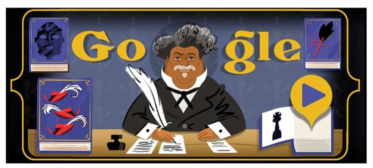 Google homenageia Alexandre Dumas com Doodle especial. Foto: Reprodução