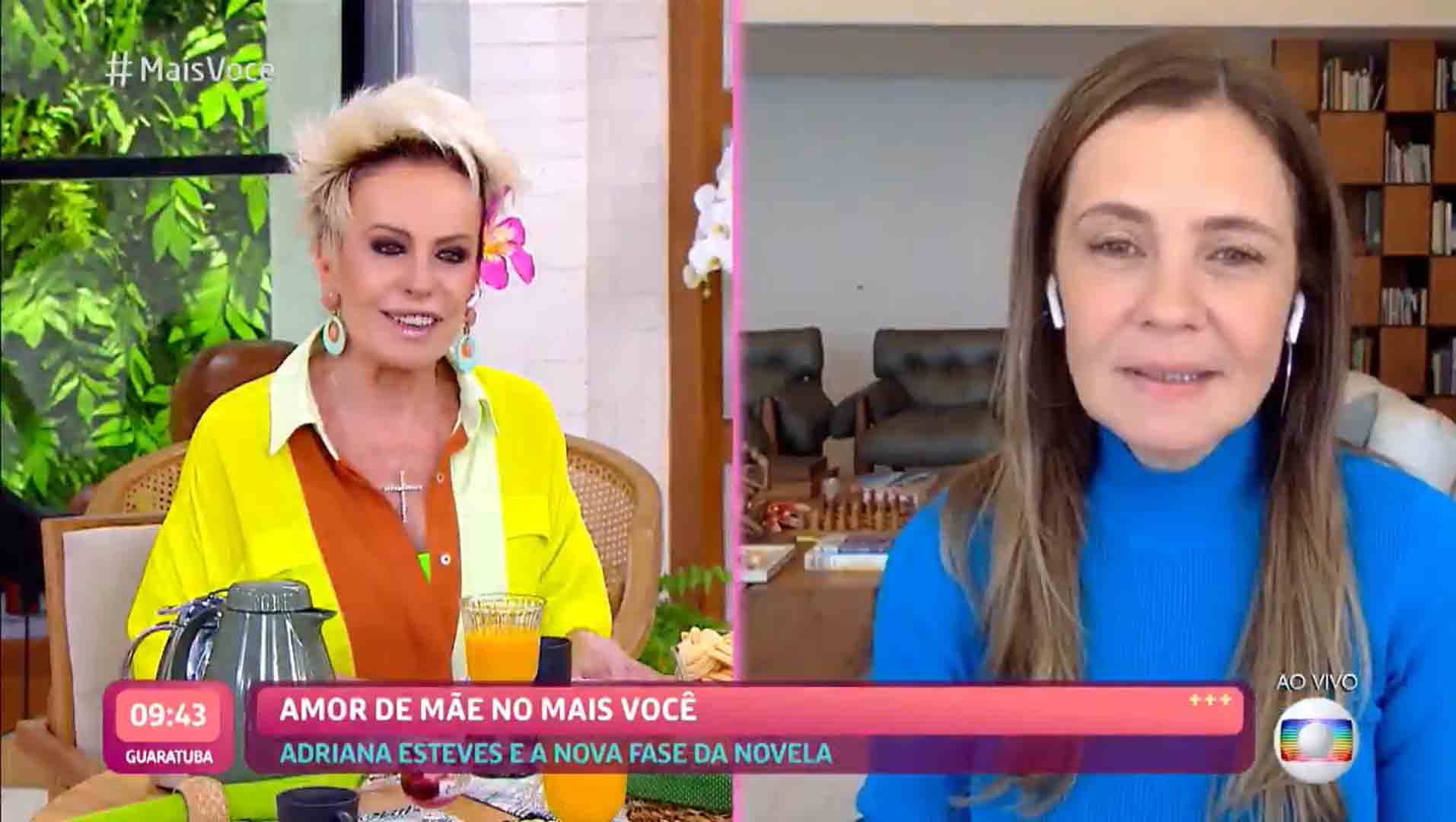 Adriana Esteves defende vilã de Amor de Mãe em conversa com Ana Maria Braga. Foto: Reprodução Twitter