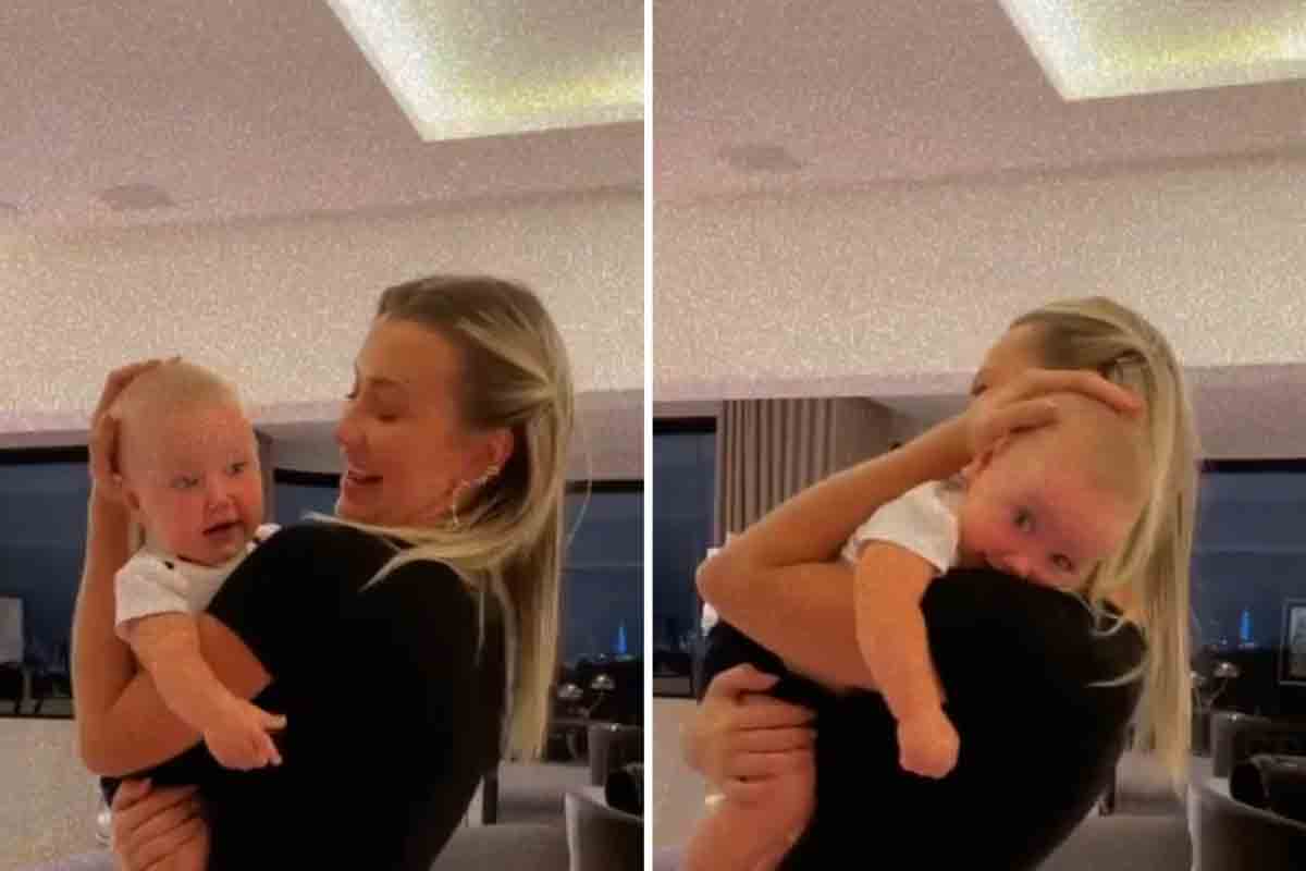 Ana Paula Siebert pega a filha no colo após cirurgia: "Primeiro colo" (Foto: Reprodução/Instagram)