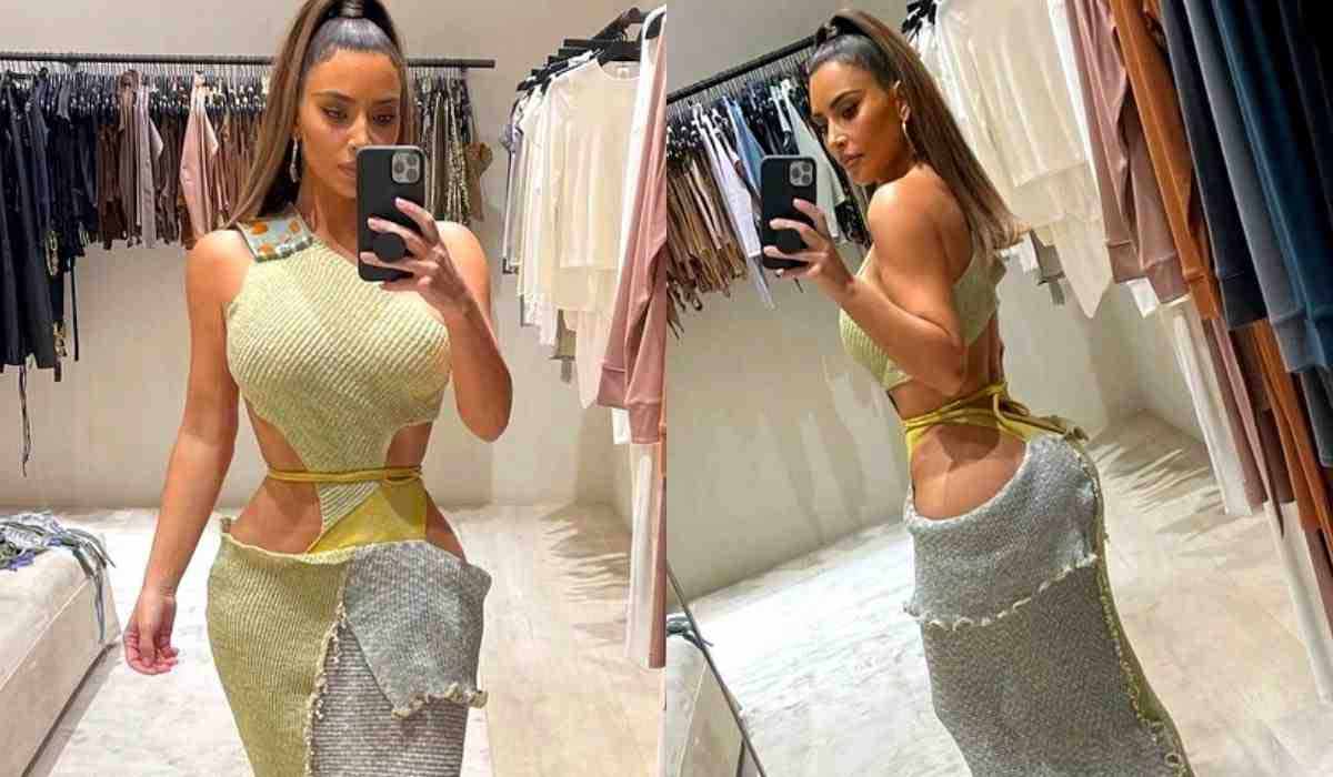 Kim Kardashian chama atenção por cintura fina e vestido ‘diferentão’ (Foto: Reprodução/Instagram)