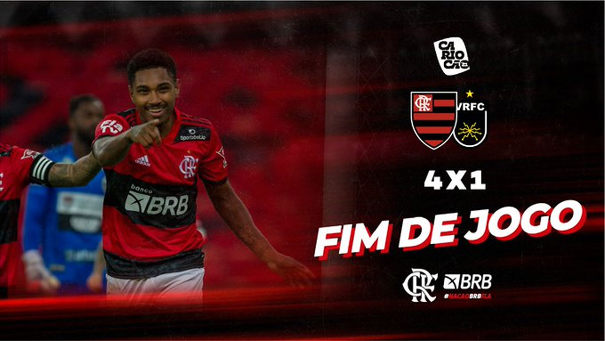 Flamengo goleia Volta Redonda e se classifica para a final do Carioca. Foto: reprodução Twitter