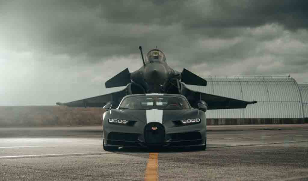 Dassault Rafale aposta corrida com um Bugatti Chiron; confira o vídeo. Foto: Divulgação