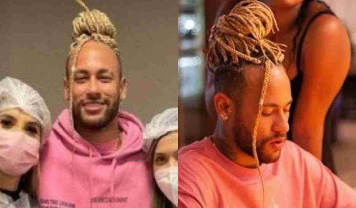 Neymar aparece com um novo visual ao aderir a tranças loiras (Foto: Reprodução/Twitter)