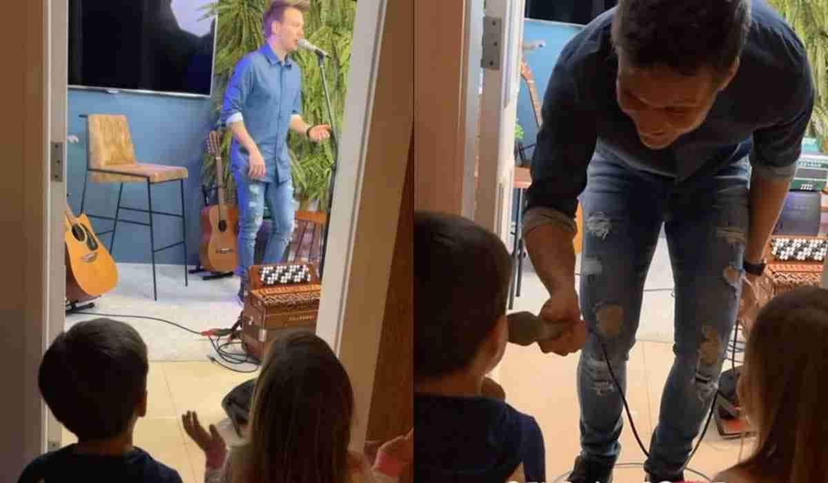 Thais Fersoza filma filhos curtindo e cantando em live de Michel Teló (Foto: Reprodução/Instagram)