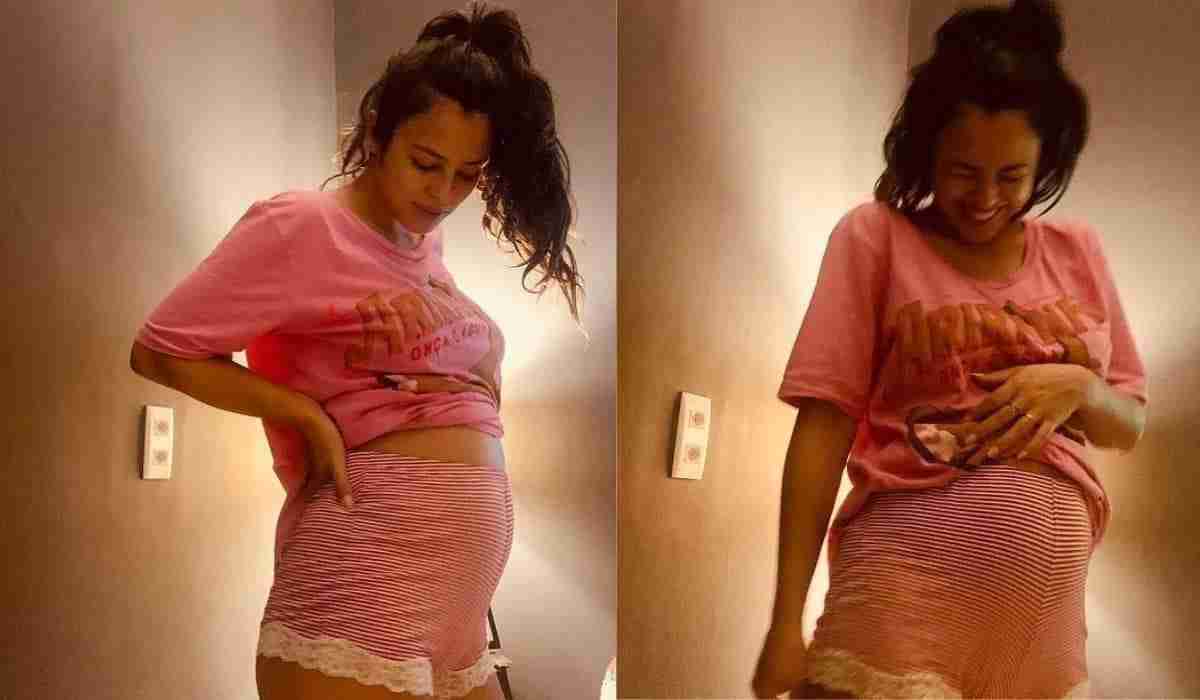 Yanna Lavigne posa de pijama exibindo a barriga de sua gravidez (Foto: Reprodução/Instagram)