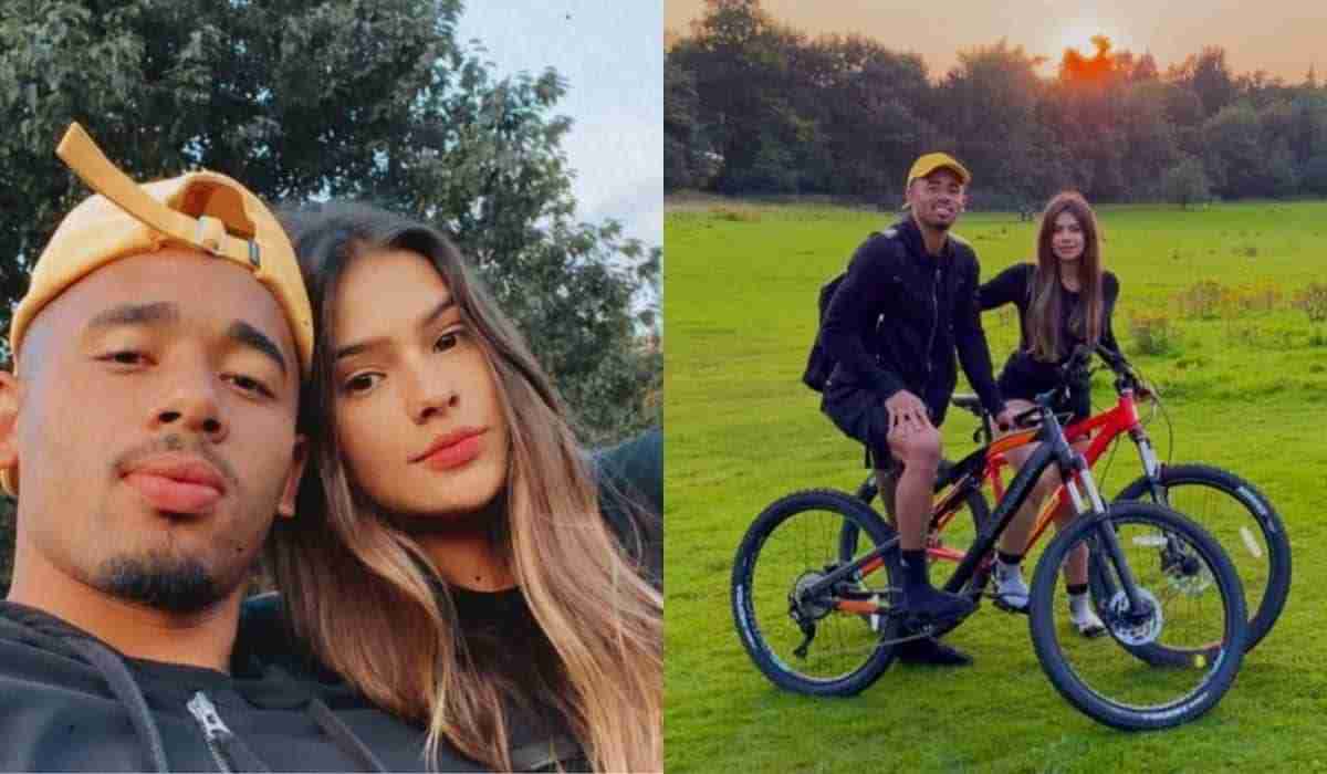 Gabriel Jesus e namorada curtem pôr do sol com passeio de bicicleta (Foto: Reprodução/Instagram)