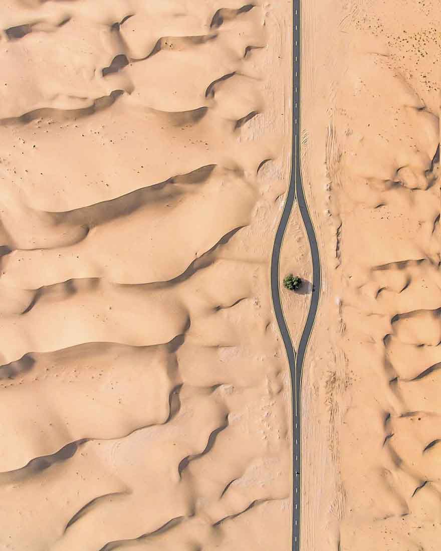 Drone capta imagens que revelam a força da natureza em Dubai e Abu Dhabi. Foto: Divulgação