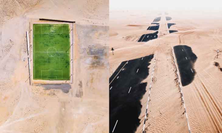 Drone capta imagens que revelam a força da natureza em Dubai e Abu Dhabi. Foto: Divulgação