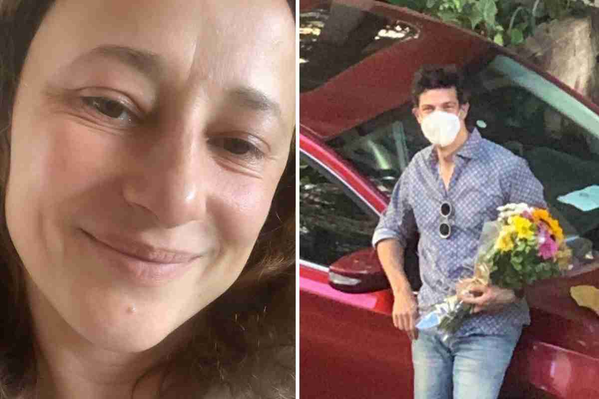 Mateus Solano busca a esposa no hospital com buquê de flores (Foto: Reprodução/Instagram)