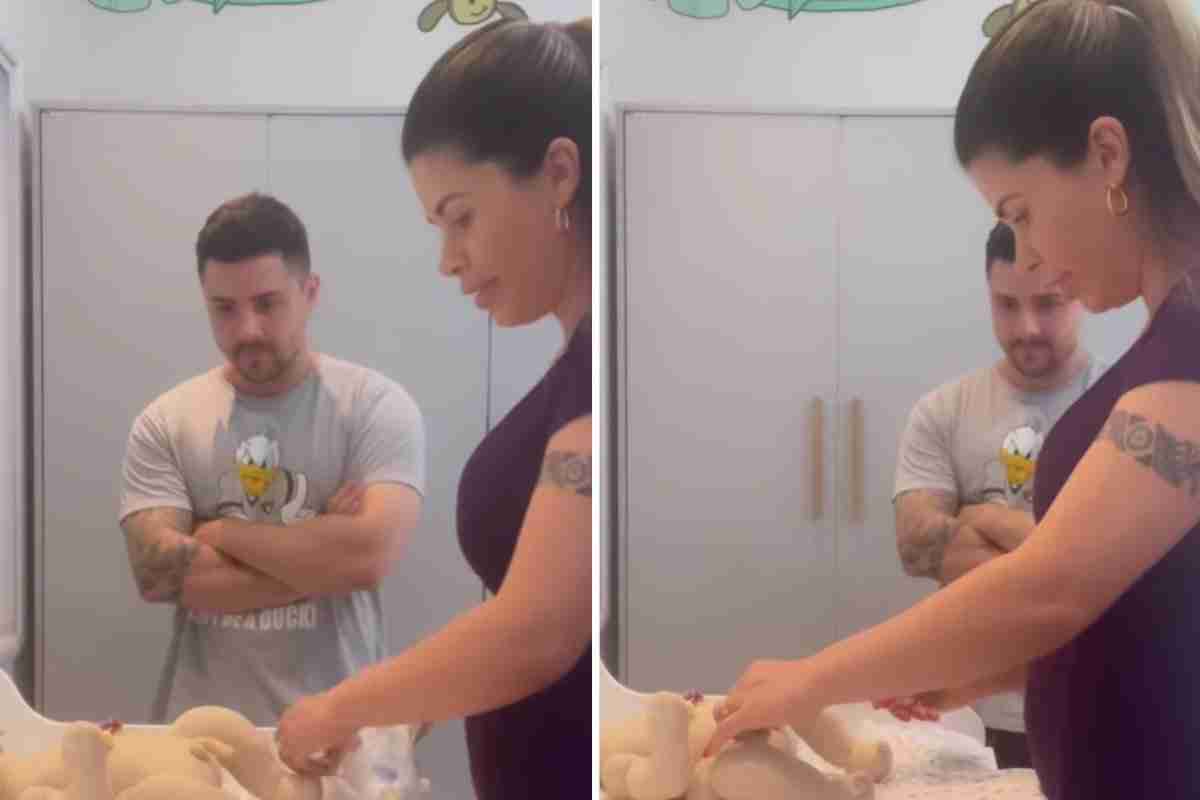 Cacau Colucci e marido treinam troca de fraldas com boneco: "Será que vou pegar o jeito?" (Foto: Reprodução/Instagram)