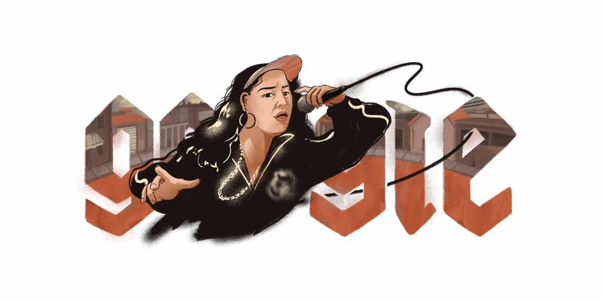 Dina Di, a Rainha do Rap é homenageada pelo Google. Foto: Reprodução Google
