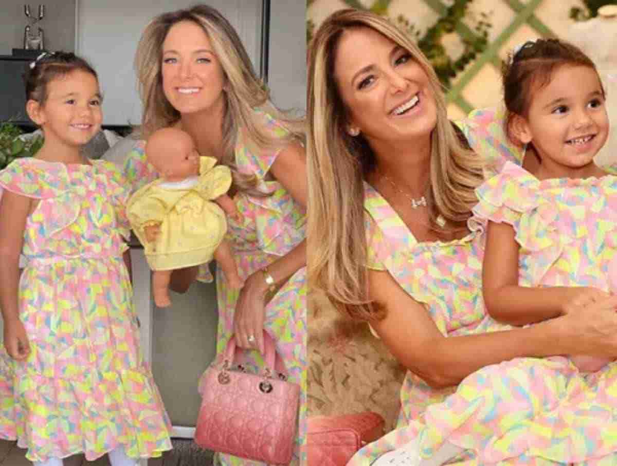 Ticiane Pinheiro e a filha mais nova, Manuella, posam com vestido igual. Fotos: Reprodução/ Instagram