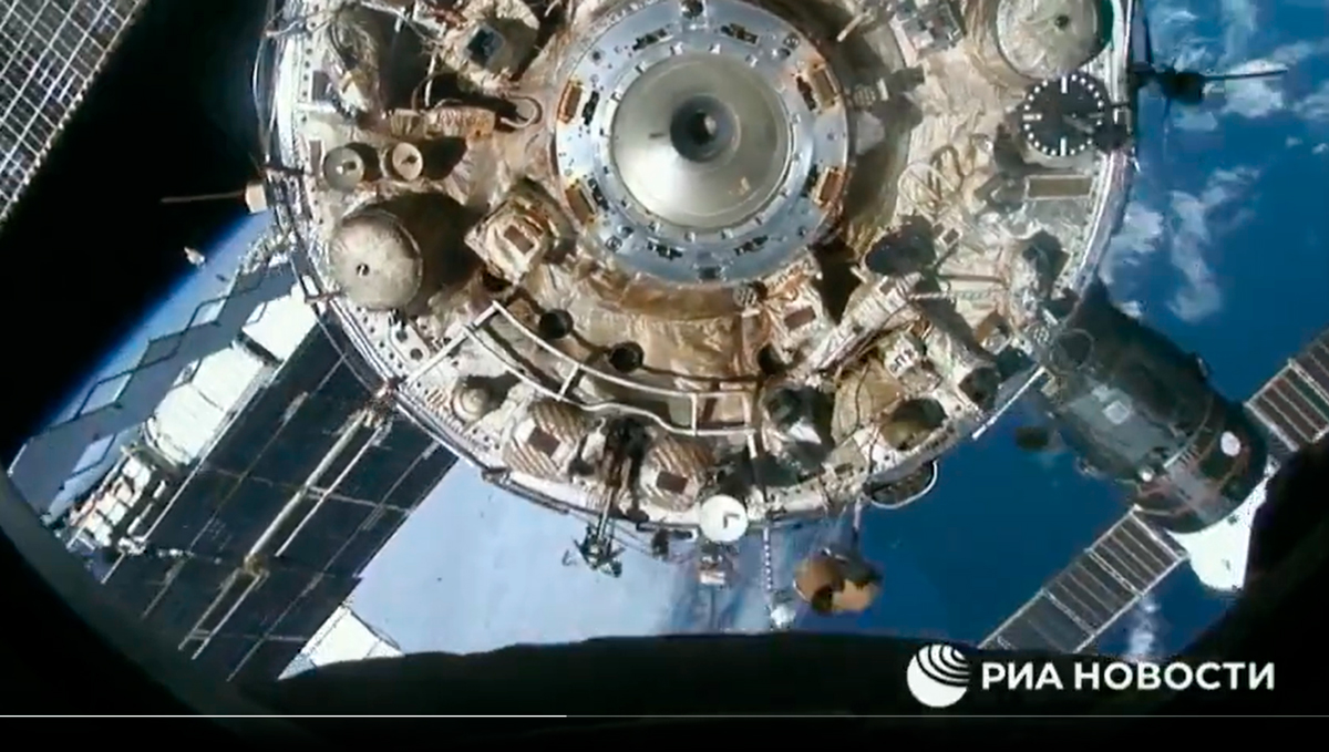 Rússia divulga vídeo que mostra o módulo russo se separando da ISS. Foto: Reprodução Twitter