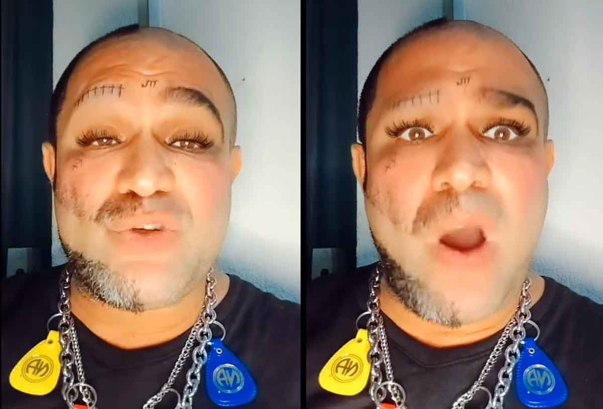 Humorista Evandro Santo mostra novas tatuagens no rosto. Foto: Reprodução Instagram