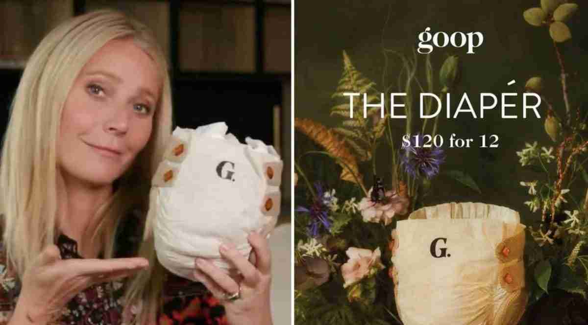 A atriz Gwyneth Paltrow lançou fraldas de R$ 620 cravejadas de pedras preciosas e feitas com forro de lã de alpaca. Fotos: Divulgação/ Goop