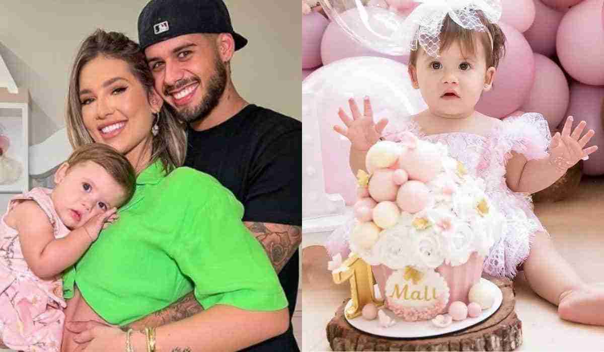 Filha de Virginia e Zé Felipe posa com bolo antecipado de 1 ano (Foto: Reprodução/Instagram)
