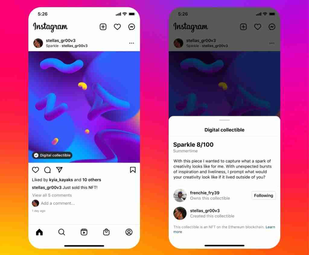 Instagram lança suporte a NFTs na rede social