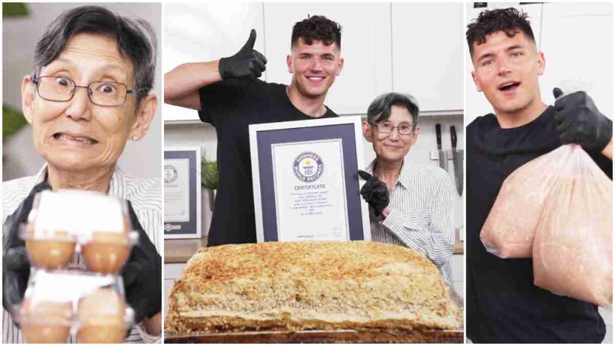 Dupla de TikTokers quebra recorde mundial com o maior nugget de frango já preparado