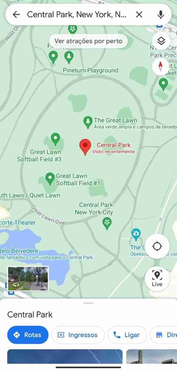 Exemplo em Nova York de como funciona a ferramenta do Google Maps que mostra a qualidade do ar. Fotos: Reprodução/ Google Maps