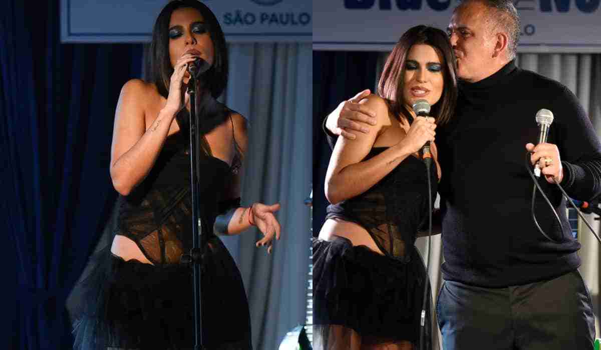 Antonia Morais presenteia e canta ao lado do pai em show em SP (Foto: Andy Santana / AgNews)
