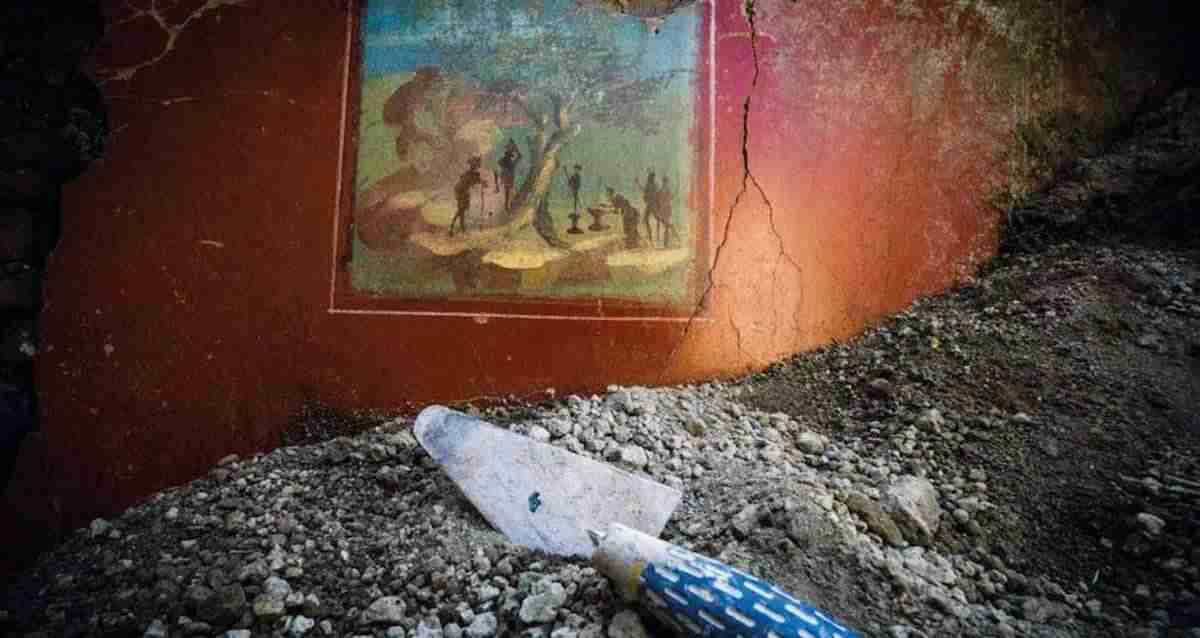 Afresco descoberto durante uma recente pesquisa. Foto: Divulgação/ Parque Arqueológico de Pompeia