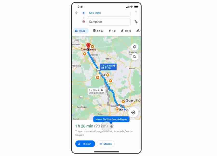 Google Maps passa a exibir preço de pedágio nas viagens