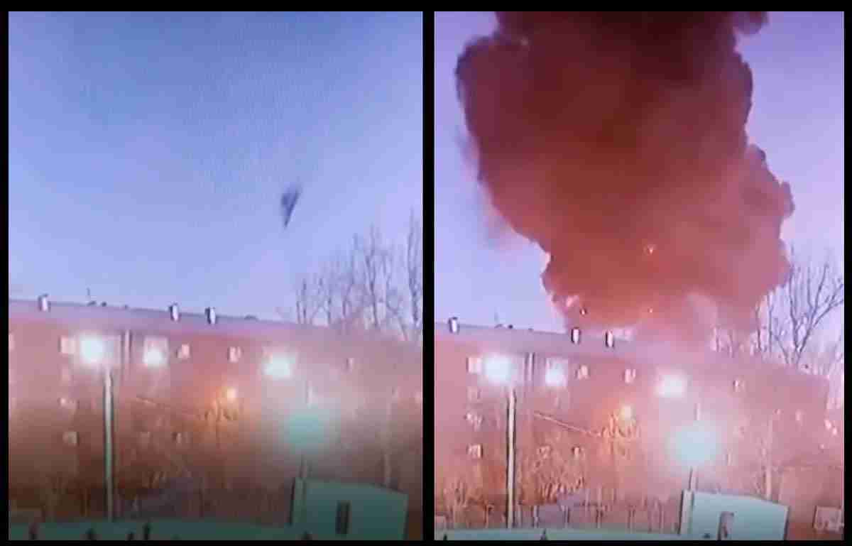 Vídeo mostra o momento da queda do avião militar russo Su-30 em Irkutsk. Foto: Reprodução Instagram