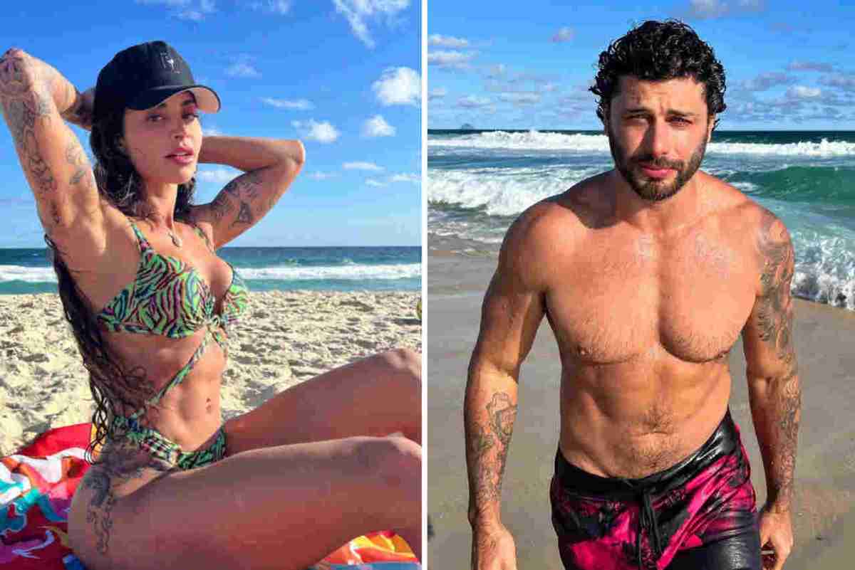 Aline Campos e Jesus Luz curtem dia de praia no Rio (Foto: Reprodução/Instagram)