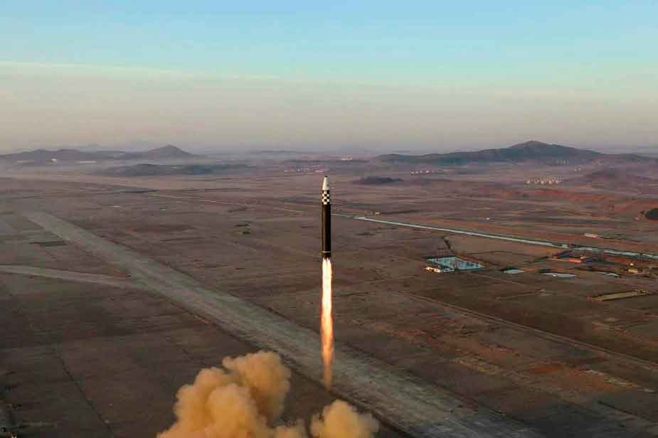 Em 16 de março, Kim Jong-un acompanhou de perto o lançamento do míssil Hwasong-17. Foto: reprodução twitter