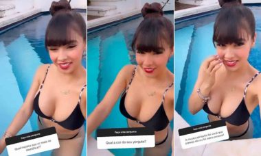 Vídeo: De biquíni na piscina, Juliana Caetano responde perguntas de fãs. Foto: reprodução instagram