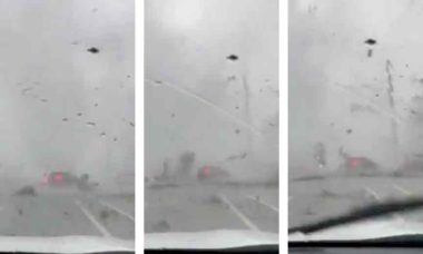 Vídeo mostra o momento em que carro é arremessado no ar por tornado