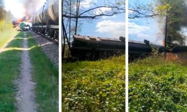 Vídeo: Trem russo descarillha após explosão de bomba nos trilhos