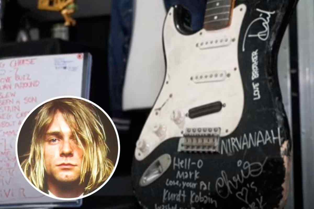 Guitarra destruída por Kurt Cobain vai a leilão e deve ser vendida por R$ 400 mil. Foto: Divulgação