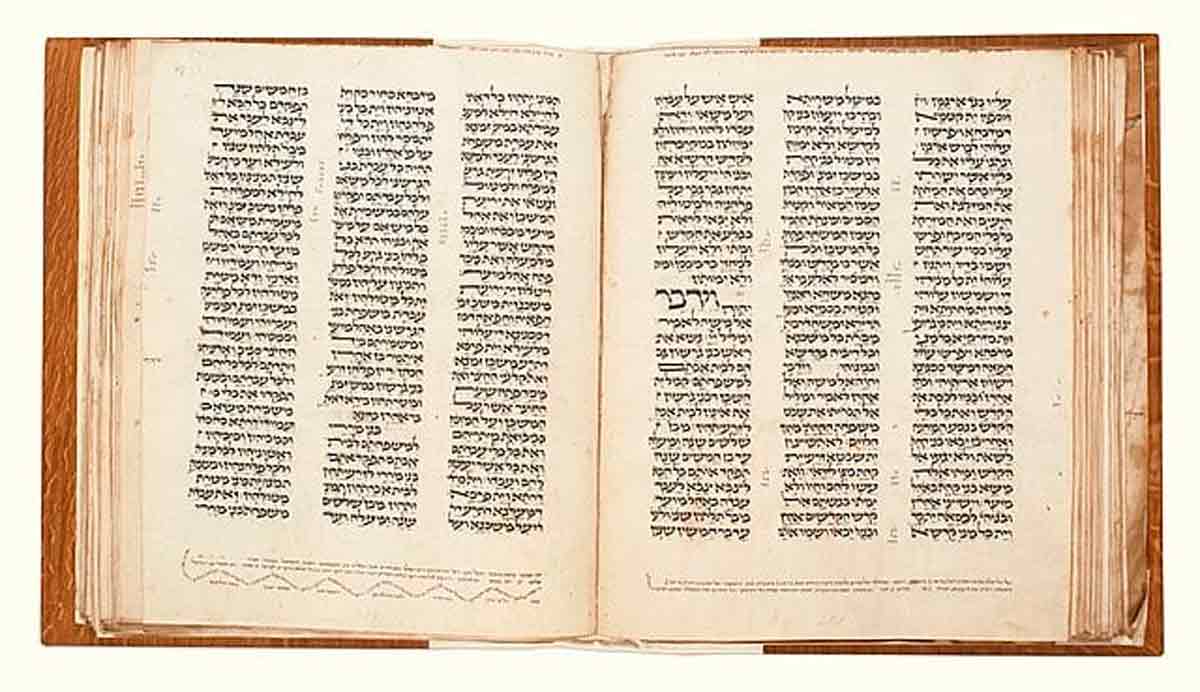 O Codex Sassoon, uma antiga Bíblia hebraica que data do final do século 9 ou início do século 10, é vendido por impressionantes $ 38,1 milhões. Crédito: Wikimedia Commons / Domínio público