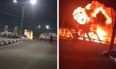 Video: Treno collide con camion e causa grande esplosione. Foto: Twitter @forzadonnaa