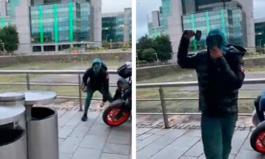 Video: Thieves threaten man who was recording a motorcycle theft. Images: Reproduced from Twitter @VideosIrish