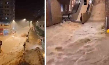 Video: Hong Kongs gader oversvømmet på grund af den værste regn i historien. Foto: Reproduktion fra Twitter