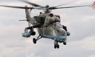 Vídeo mostra o ataque dos helicópteros Mi-35M as forças de resistência Ucranianas. Foto: Reprodução telegram