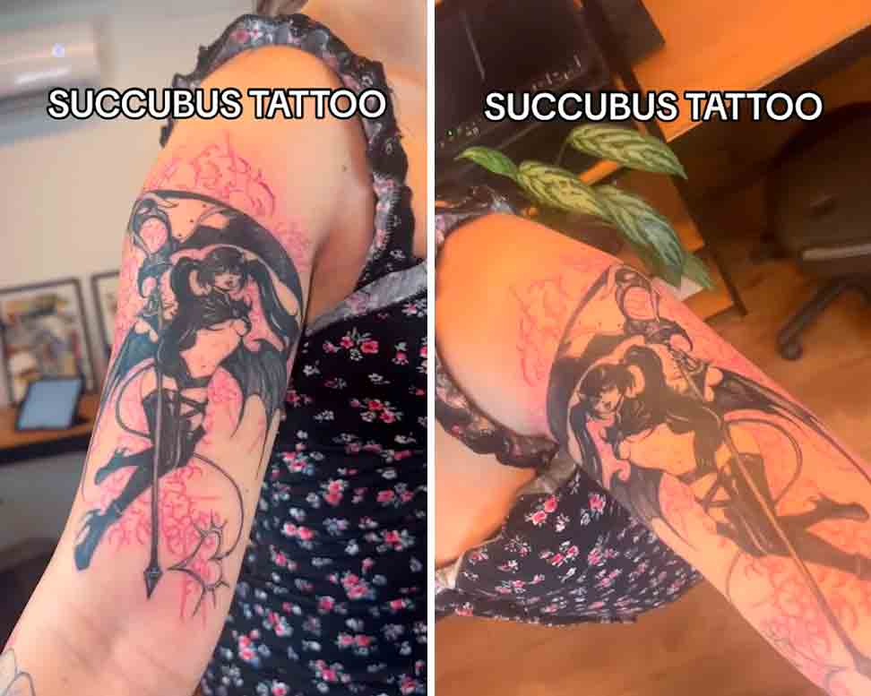 Video: Influencern Xehli G byter halloweenkostym mot kontroversiell tatuering. Foto: Återgivning Tiktok