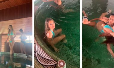 Elizabeth Hurley riceve un massaggio rilassante nell’acqua nel miglior resort spa del mondo. Foto e video: Riproduzione Instagram @elizabethhurley1