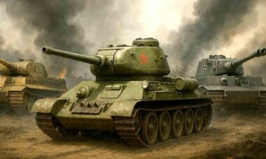 Produção em Massa ou Superioridade Técnica? O T-34-85 Frente aos Tanques Alemães. Ilustração gerada por IA / Condutta
