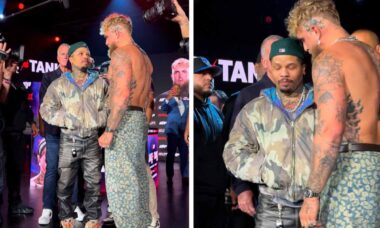 Jake Paul ataca Tank Davis em coletiva insana antes da luta em Miami. X @jakepaul