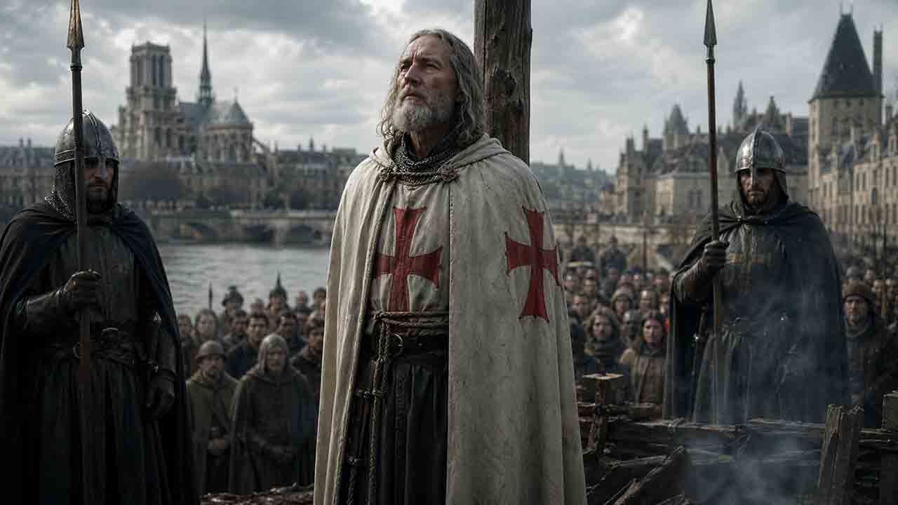 Jacques de Molay: o último grão-mestre templário e a lenda da maldição que atravessou os séculos. Ilustração: Condutta