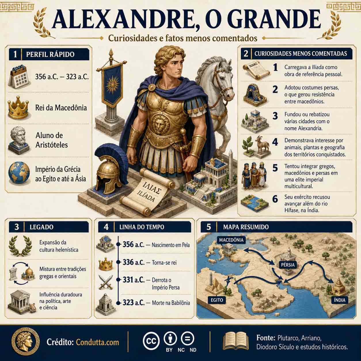 Curiosidades sobre Alexandre, o Grande: detalhes menos comentados sobre o conquistador macedônio. Ilustrações; IA/Condutta.com
